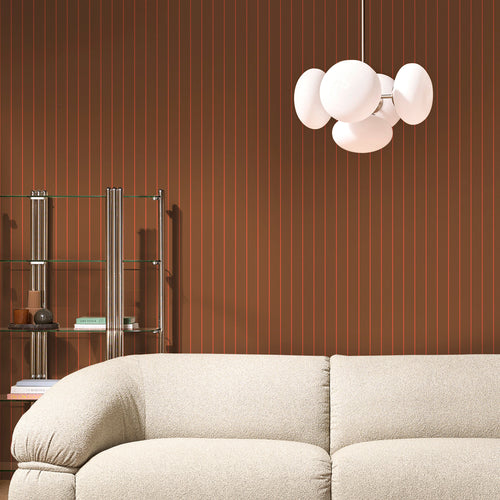 MADE Vliesbehang - Kyria Caramel & Red Stripe