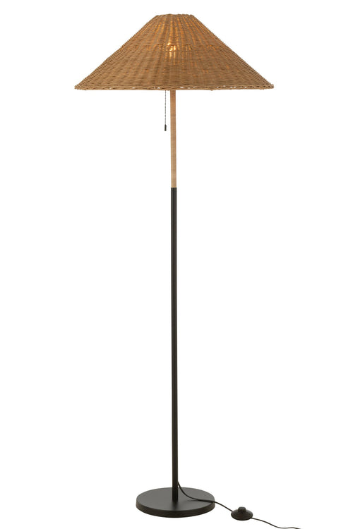 J-Line vloerlamp - metaal/rotan - zwart/naturel