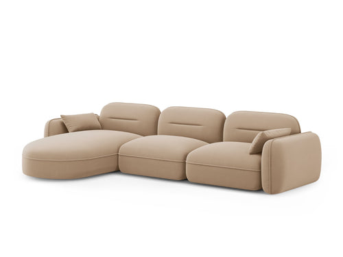 Cosmopolitan Design Modulaire hoekbank links Sydney 4-zits, flueel, zand - 165x320x70cm