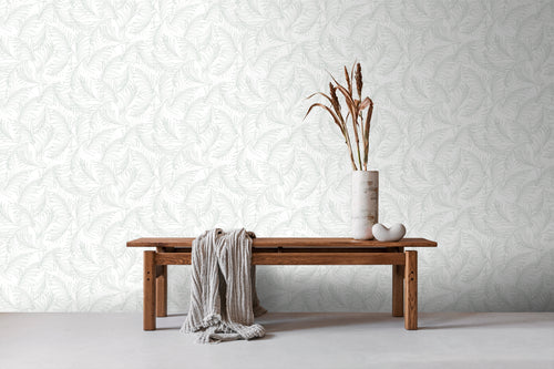 Sanders & Sanders behang veren vergrijsd groen en wit - 53 cm x 10 m - 640367 - vtwonen shop