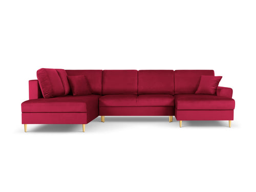 Cosmopolitan Design Links panoramische slaapbank met opbergdoos Kyoto 7-zits, flueel, rood - 194x313x88cm