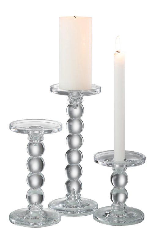 J-Line kaarshouder Druppels - glas - transparant - large