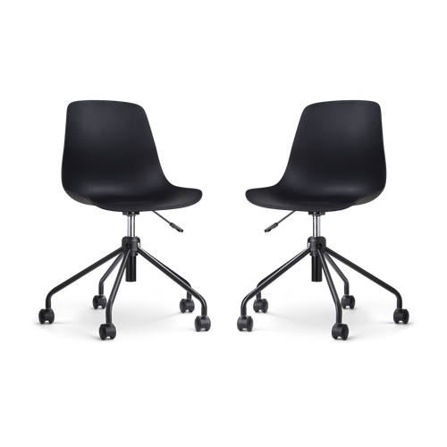 Nolon Nout-Pip Bureaustoelen Set van 2 - Zwart - Zwart Onderstel - vtwonen shop