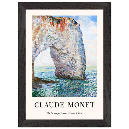 Artfulprints Poster met Lijst Claude Monet - The Manneport near Étretat   - A4 21x29.7 cm - Lichtblauw