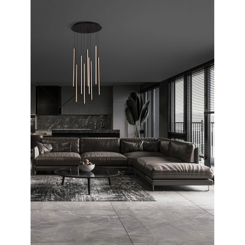Nova Luce GRATTA Hanglamp met clusterontwerp, zandkleurig zwart, Triac dimbare LED, 48W, 1920lm, 3200K