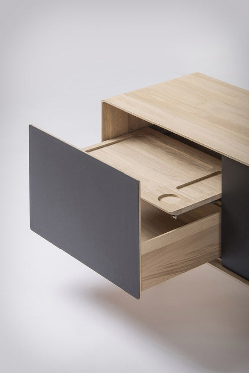 Gazzda Fina Sideboard Houten Dressoir Whitewash / Nero - 180 cm - vtwonen shop