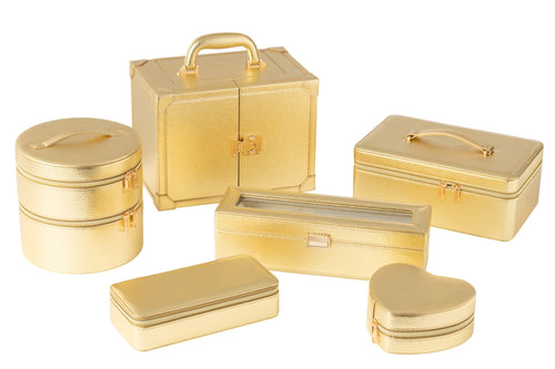 J-Line juwelendoos met handvat - kunstleder - goud