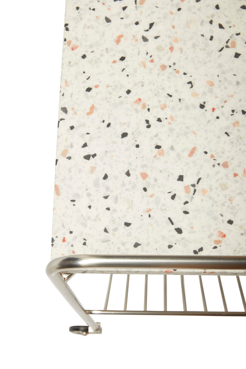 Hübsch trolley Wave - ijzer/terrazzo - 50x49xh62cm