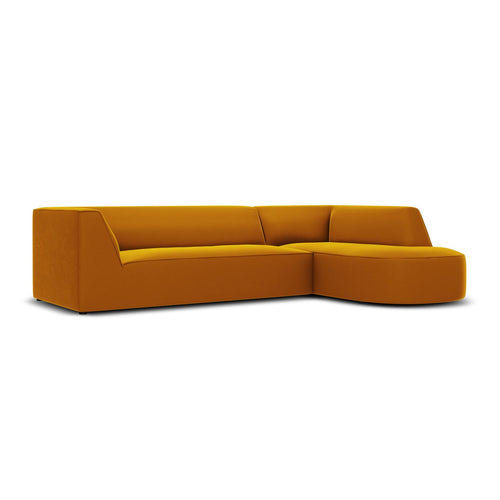 Cosmopolitan Design - Modulaire hoekbank rechts Siena 4-zits, flueel geel - 180x273x69cm