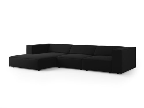 Cosmopolitan Design linker hoekbank Arendal 4-zits, flueel, zwart - 166x284x70cm