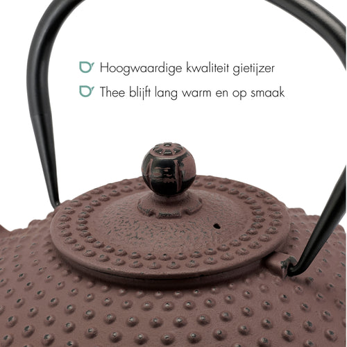 Bredemeijer - Gietijzeren theepot Xilin - 1,25 liter - Aubergine - Met filter - vtwonen shop
