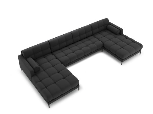 Cosmopolitan Design Panoramische bank Bali 7-zits, structurele stof, donkergrijs - 185x383x75cm