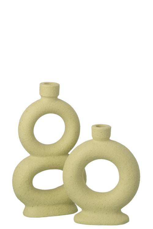 J-Line vaas Soliflore 2 Rings - steengoed - muntgroen - large