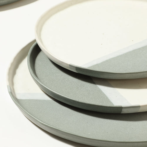 Sia Deco - Set van 4 Matty dinerborden - Groen  - Zandsteen - H1 - vtwonen shop