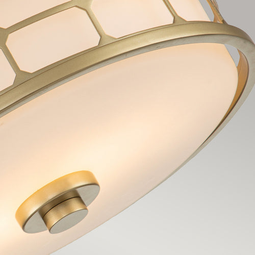 Elstead Quoizel Guardian Cilindervormige plafondlamp, geverfd natuurlijk messing, IP44