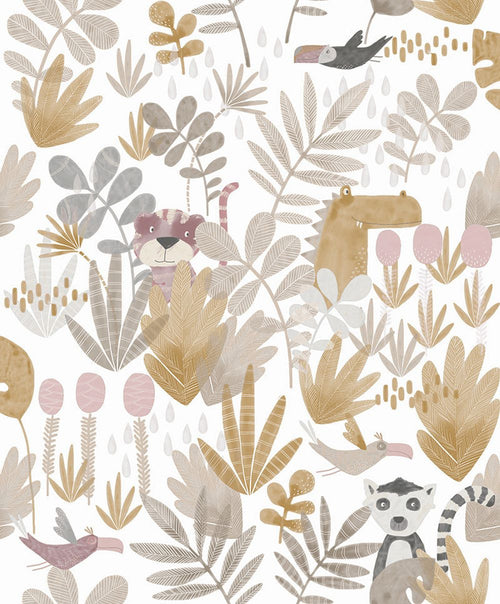 Masureel behang jungle dieren bruin - 53 cm x 10.05 m - 631848