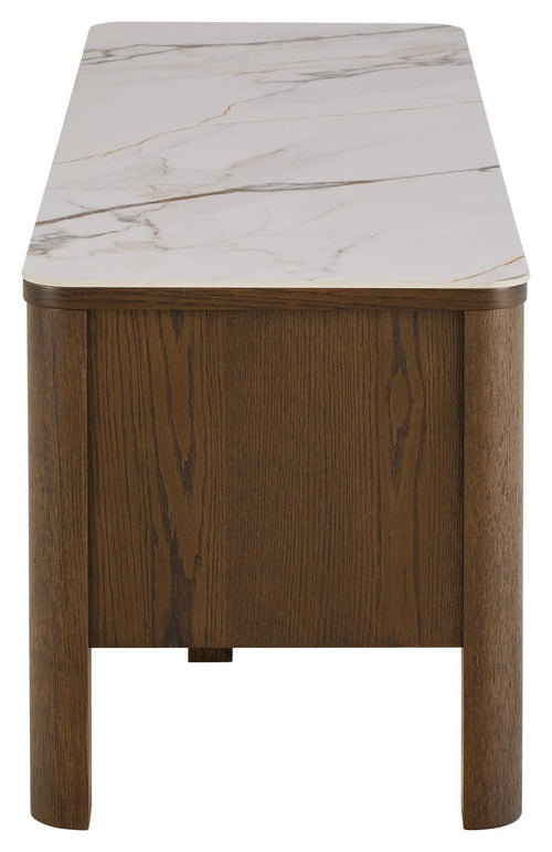 Rebellenclub  Leda TV-meubel  - 120 x 40 cm - Marmerlook / Gerookt Eiken