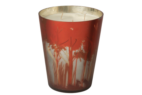 J-Line geurkaars Noa Bos - Grape Wood - glas - rood/goud - large - 95U