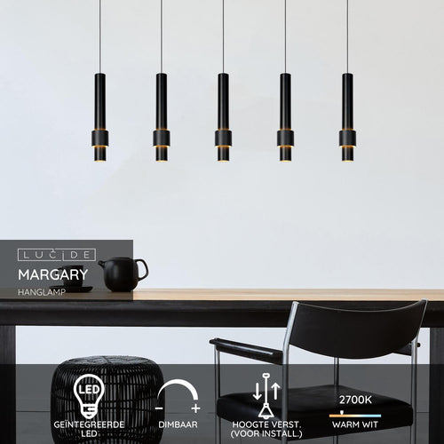 Lucide hanglamp MARGARY - Geïntegreerde LED - Zwart - vtwonen shop