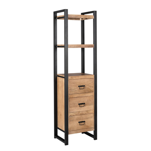 Starfurn Boekenkast Britt - Naturel Hout - 3-Lades - 55x40x200cm