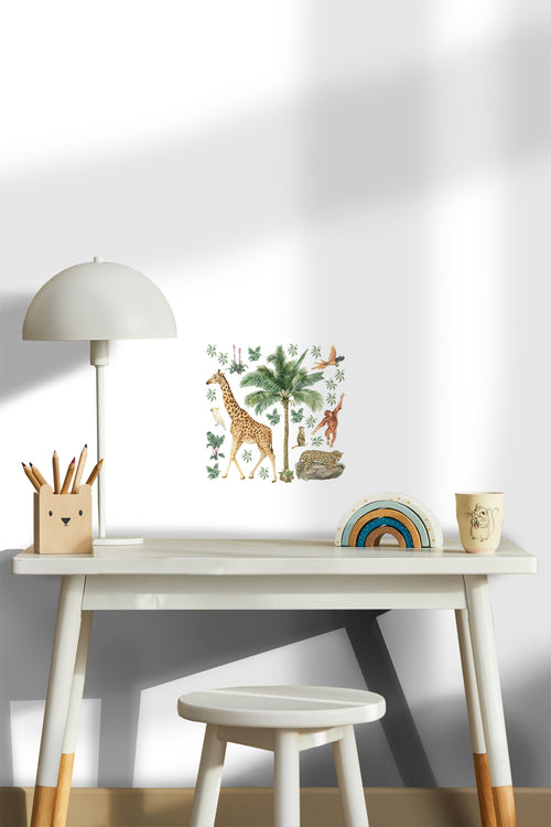 Sanders & Sanders muursticker jungle dieren jungle groen - 30 x 30 cm - 601332