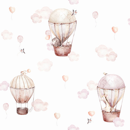 ESTAhome behang luchtballonnen licht roze en beige - 50 x 900 cm - 131091