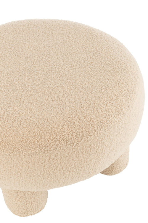 J-Line kruk Rond Teddy Voeten Bouclé - textiel - beige