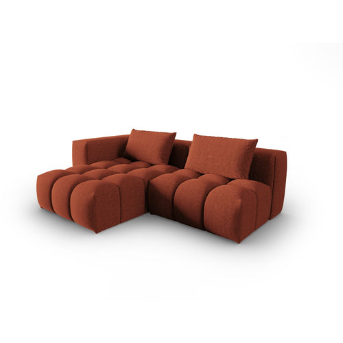 Cosmopolitan Design - Modulaire hoekbank links Verona 3-zits, structurele stof koraal - 145x205x70cm