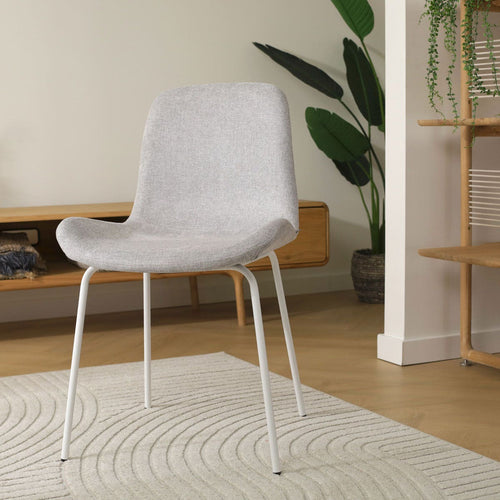 Nolon Nora-Fé Eetkamerstoel Lichtgrijs - Stof - Witte Poten - vtwonen shop