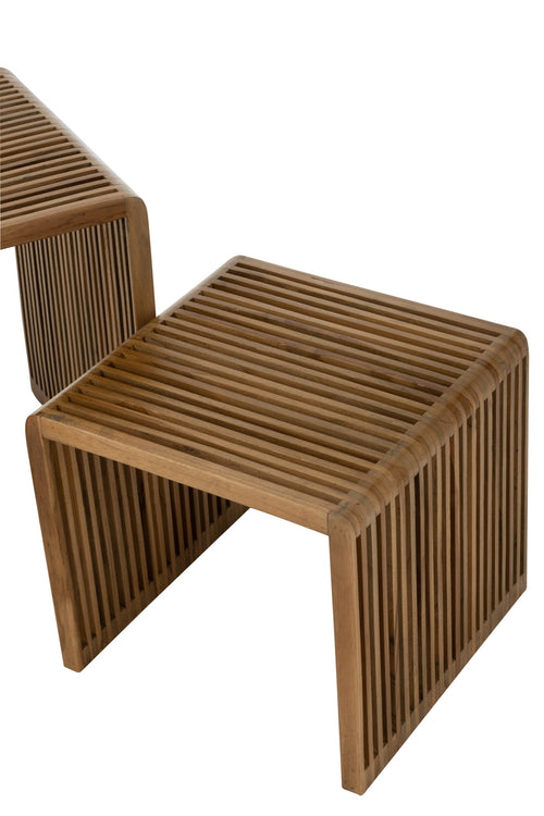 J-Line bijzettafel Kubus Gerecycleerd - hout - naturel - set van 2