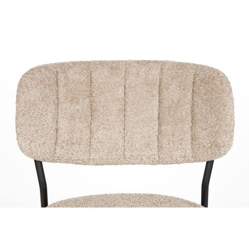 Housecraft Living Jolien Eetkamerstoelen Zwart/Beige Bouclé - Set van 2