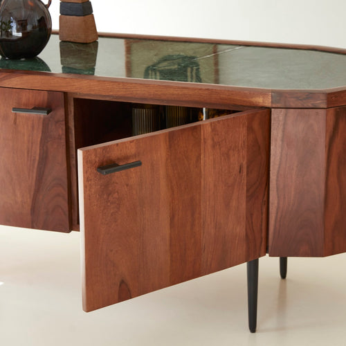 Tikamoon Massief palissander en marmeren tv-meubel 130 cm - Bruin