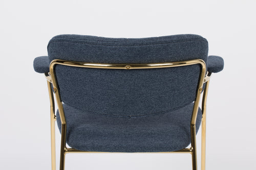 Housecraft Living Jolien Eetkamerstoelen armleuning Goud/Donker Blauw - Set van 2 - vtwonen shop