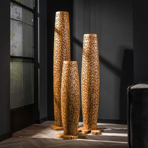 Giga Meubel Vloerlamp Bars - Naturel Teakhout - 4-Lichts - 40x40x184cm - vtwonen shop