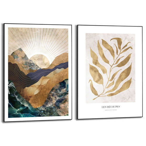 Reinders Natuur met gouden twist schilderijen set -  goud - woonkamer - 70x50cm