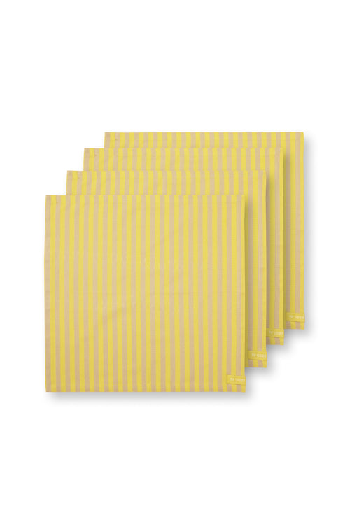 Pip Studio - Servetten Stripes - Geel - 40x40 cm - Set van 4