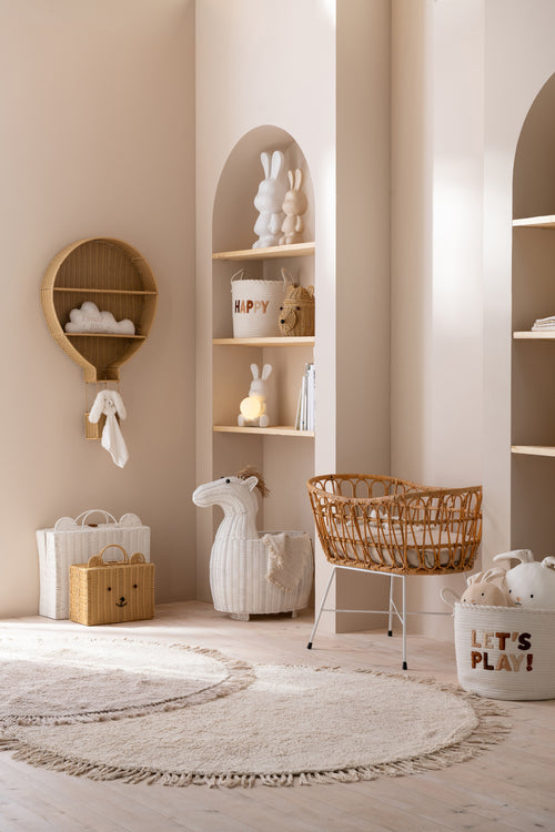 J-Line tapijt Rond + Franjes - katoen - beige - vtwonen shop