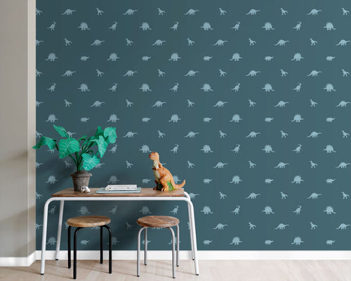 ESTAhome behang dinosaurussen blauw - 50 x 900 cm - 131801
