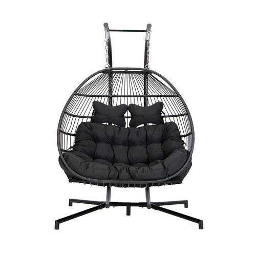 HOME DELUXE hangstoel LOMA – 2 zits zwart - vtwonen shop