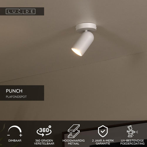 Lucide plafondspot PUNCH - 1xGU10 - Wit