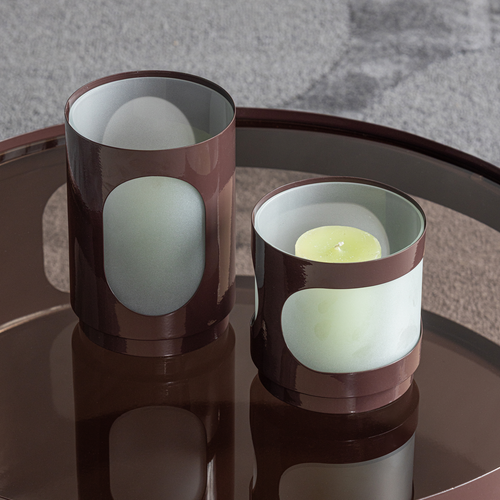 WOOOD windlichten Tavo - Metaal/Glas - Bruin - Set van 2 - 20x15x15/15x15x15
