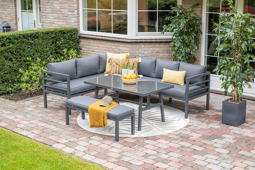 Bleco lounge-diningset - carbon black/reflex black - 7 personen - vtwonen shop