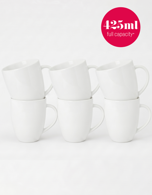 vtwonen - Basic - mokken set van 6 - porselein - wit - 425 ml