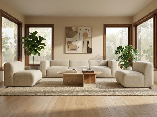 LaMiaSofa 4-zits bank Bari - velours - parel - 319x89x70