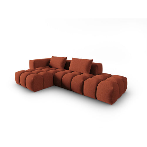 Cosmopolitan Design - Modulaire hoekbank links Verona 4-zits, structurele stof koraal - 145x265x70cm