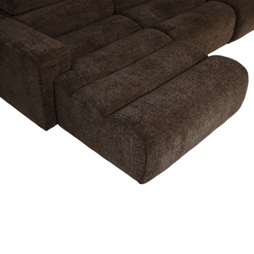 WOOOD chaise longue bank links Novi - Polyester - Donkerbruin Melange - vtwonen shop