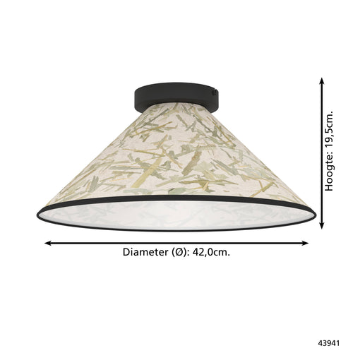 EGLO plafondlamp Oxpark - e27 - ø 42 cm - zwart/wit/groen - bamboe - vtwonen shop