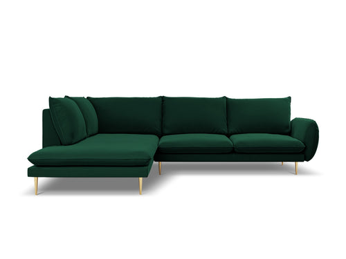 Cosmopolitan Design linker hoekbank Vienna 6-zits, flueel, flessengroen - 185x275x95cm
