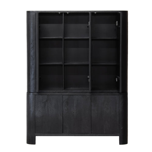 Giga Meubel Wandkast Tony - Mangohout - Zwart - 150x40x196cm - vtwonen shop