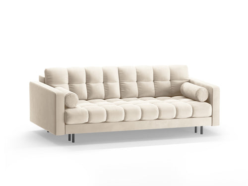 Cosmopolitan Design Slaapbank met opbergdoos Bali 3-zits, flueel lichtbeige - 84x222x105cm